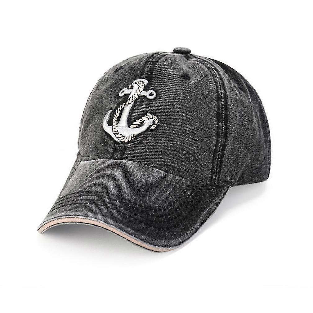 Denim Baseball Cap Boat Anchor Embroidered Breathable Snapback Hat