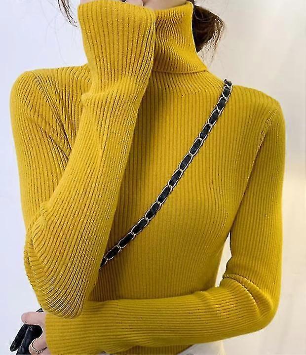 2022 Damen Pullover Pullover Hals Pullover Herbst Langarm Slim Stretch Koreanisch Einfache Basic Absatz Pullover Hemd Einfarbige Oberteile