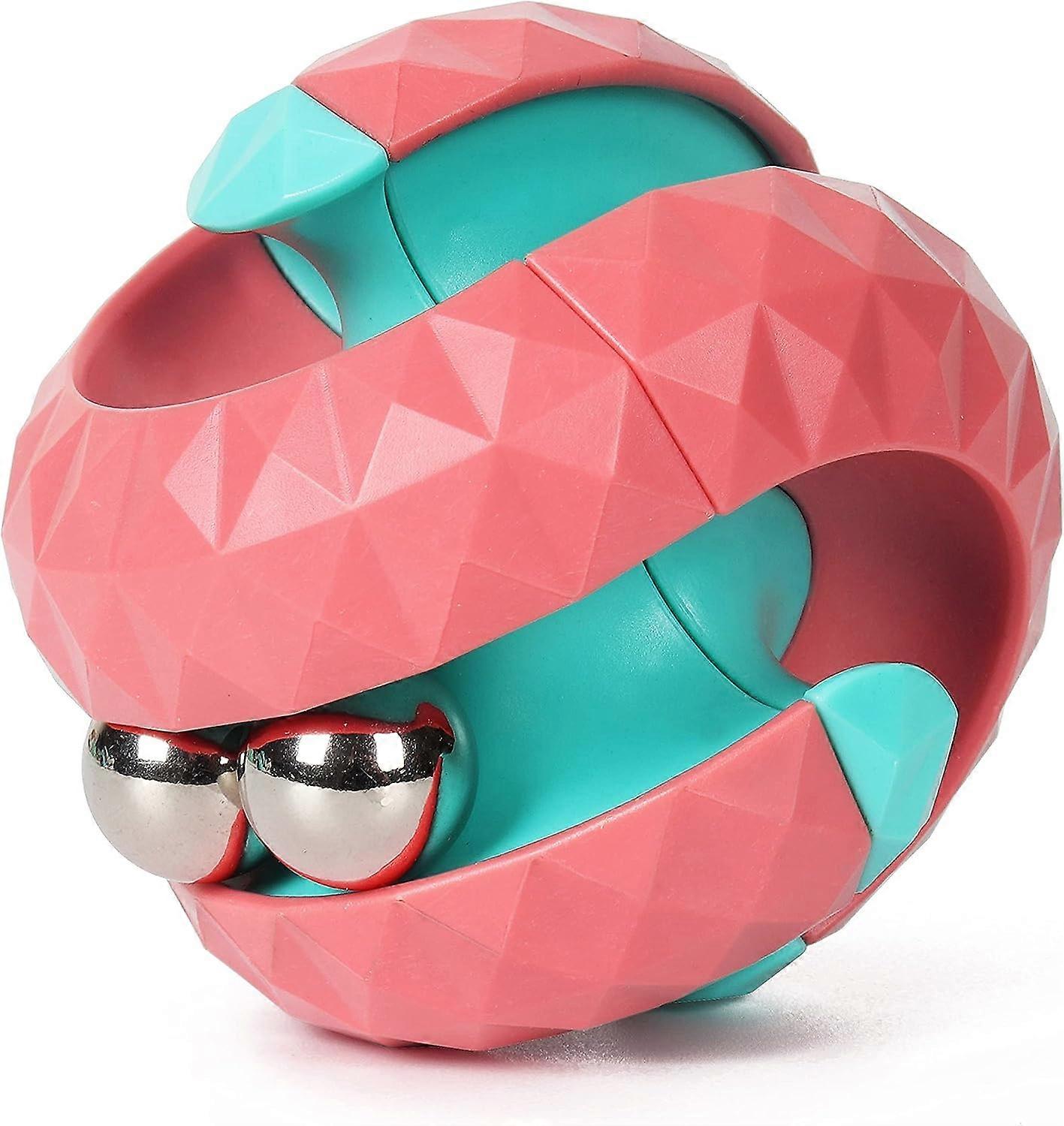 Spin Cube Bead Orbit Rubik's Cube Ball - Pink, Manual Spin Sensory Toy, Anxiety and Stress Relief Fidget Spinner Toy, Educational Puzzle Game Interact