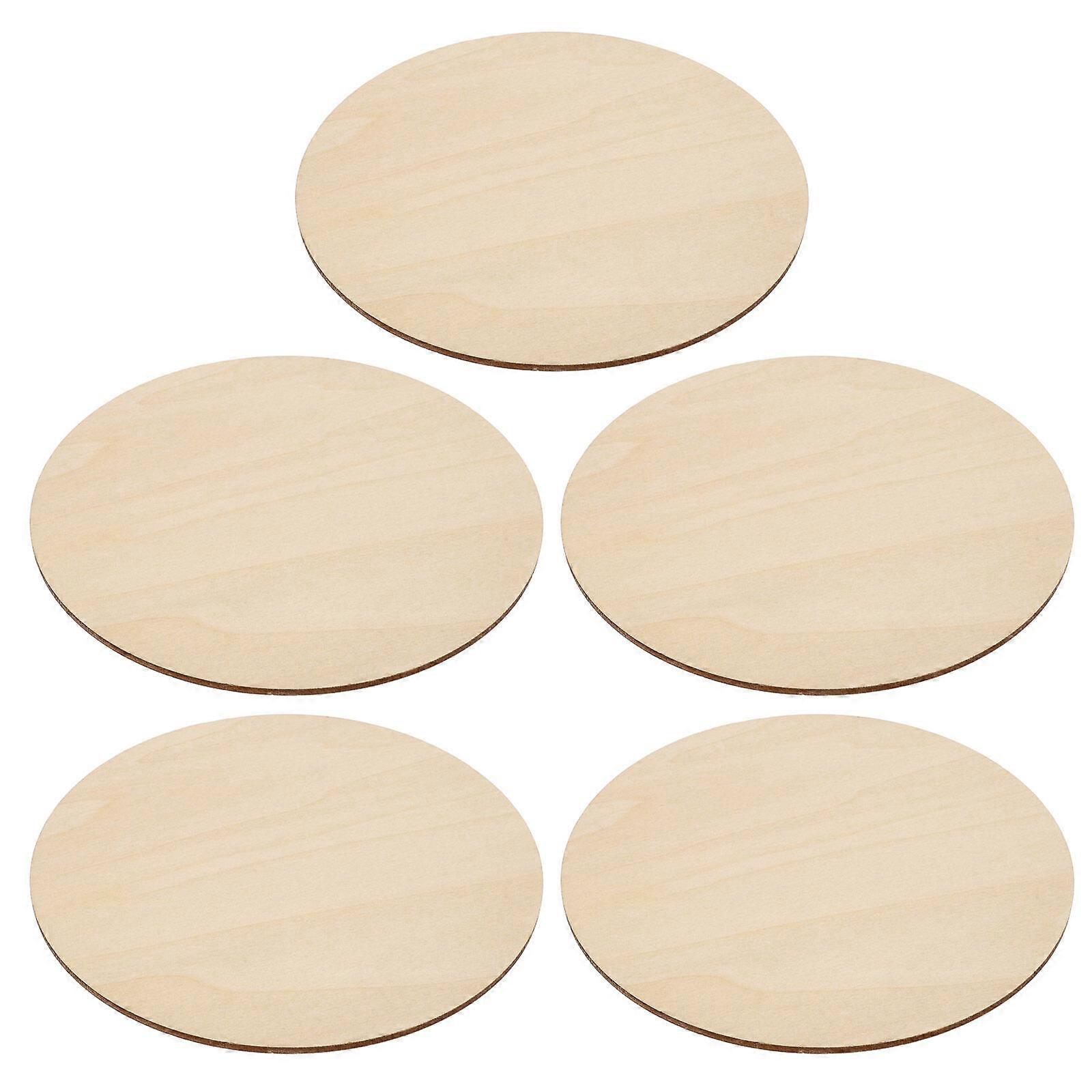 5pcs Round Wood Board Unfinished Wood Circles Round Wood Discs for DIY