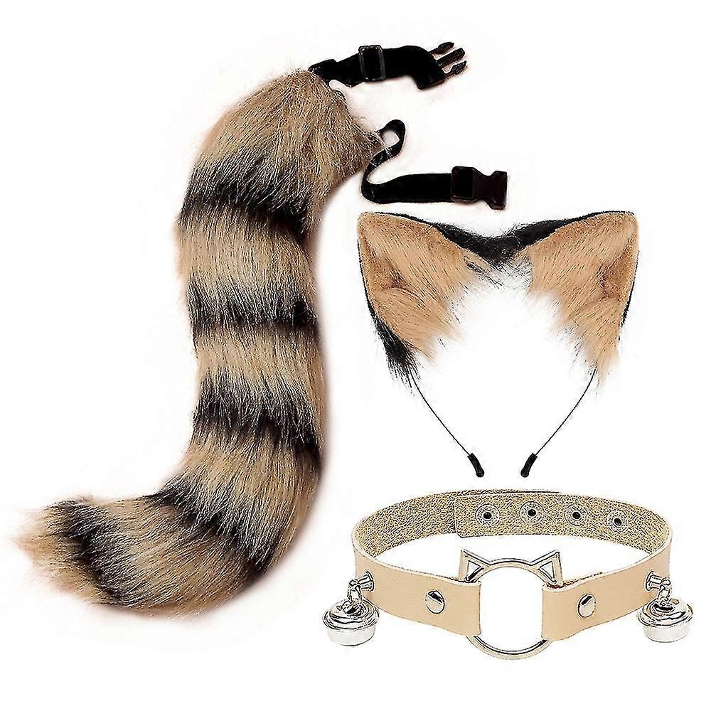Furry cat ears fox collar necklace set accessories props