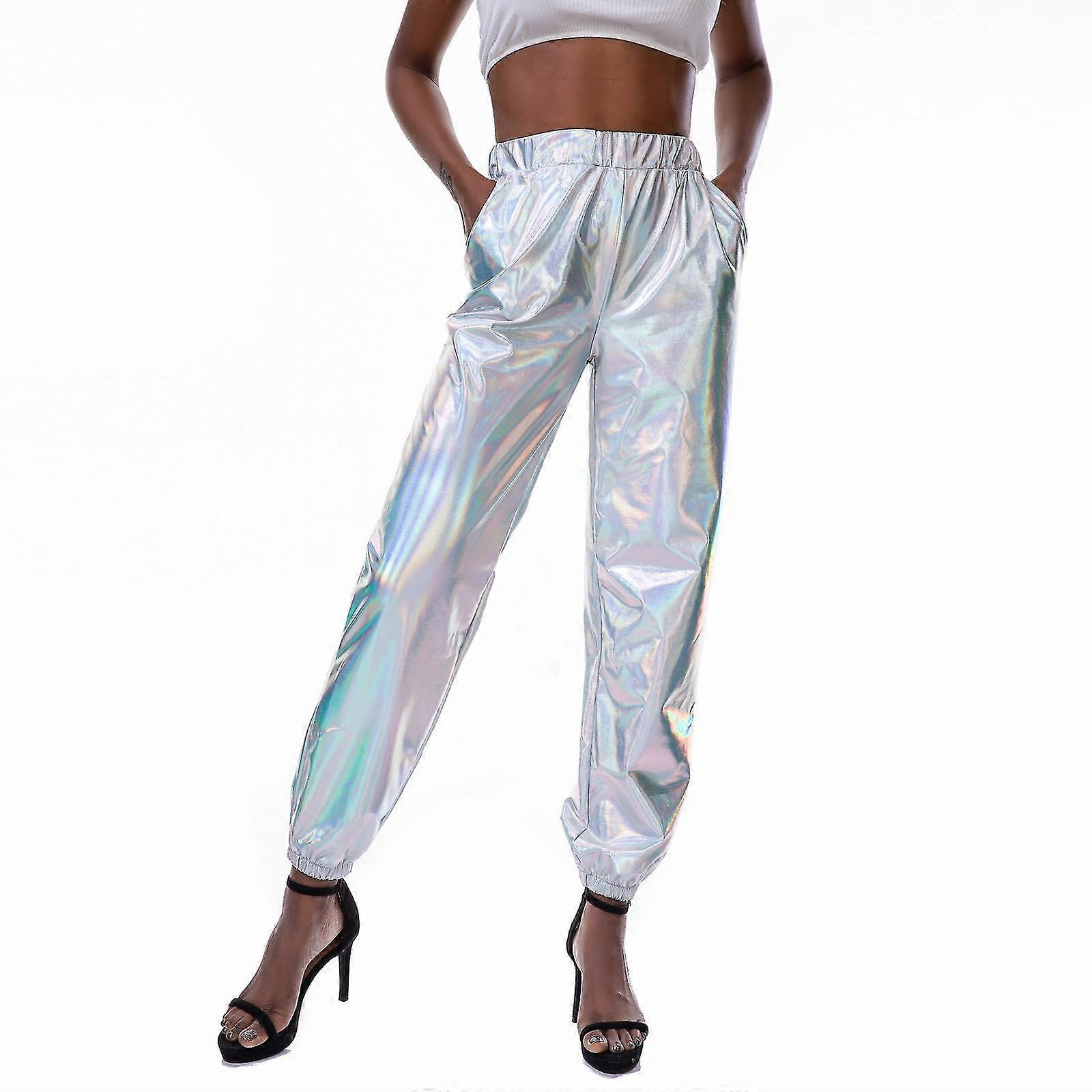 Women's  Fashion Holographic Streetwear  Club Cool Shiny Causal Pants