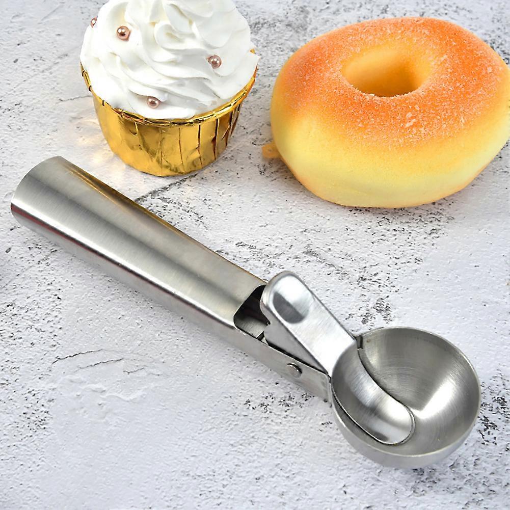 100% New Upgraded Stainless Steel Ice Cream Scoop with Trigger for Perfect Round Scoops - Durable and Versatile for Baking and Fruit Bowls - Ideal for