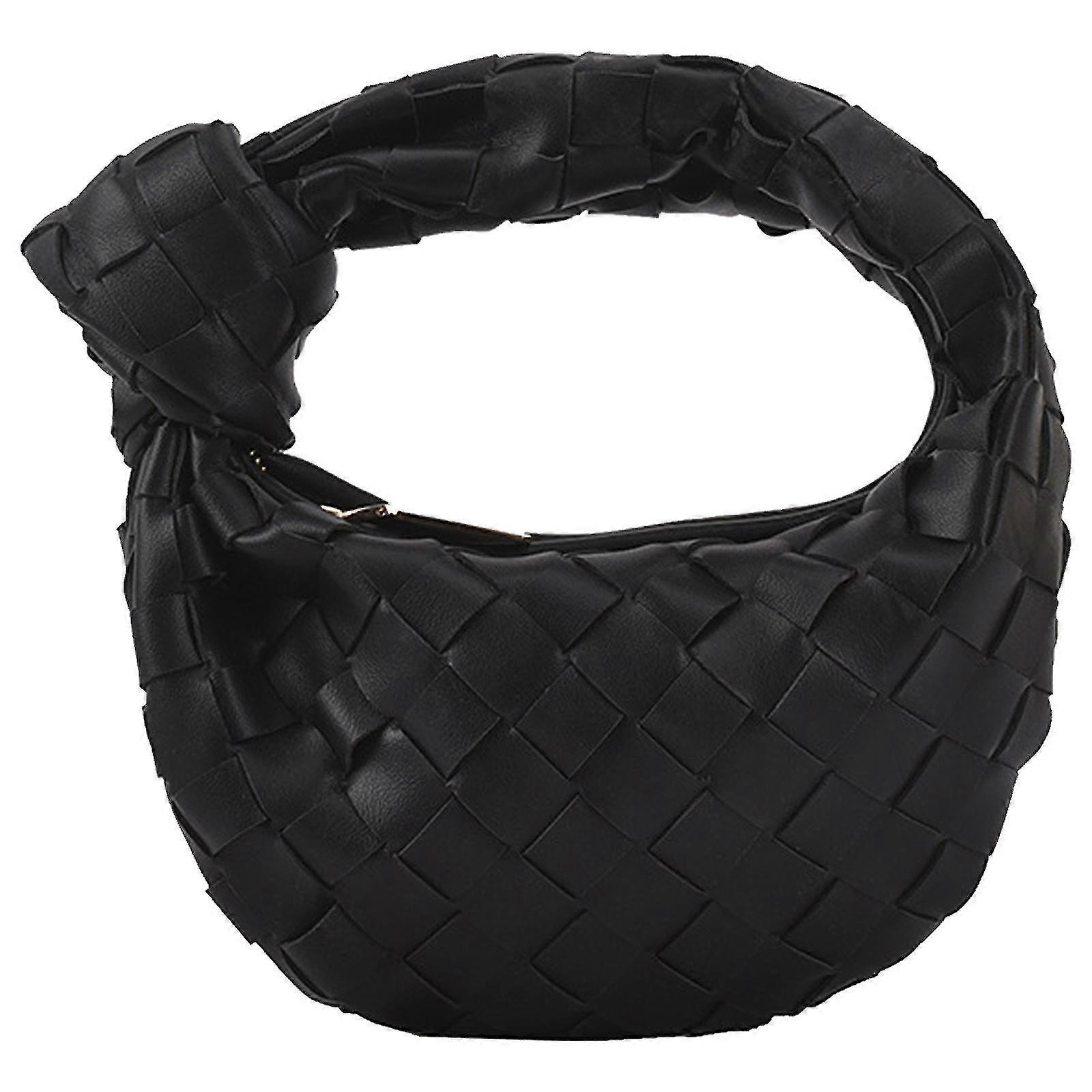 Tote Bag Woven Handbag Pu Leather Women's Shoulder Wallet Grand Volume Sac tressé Noir