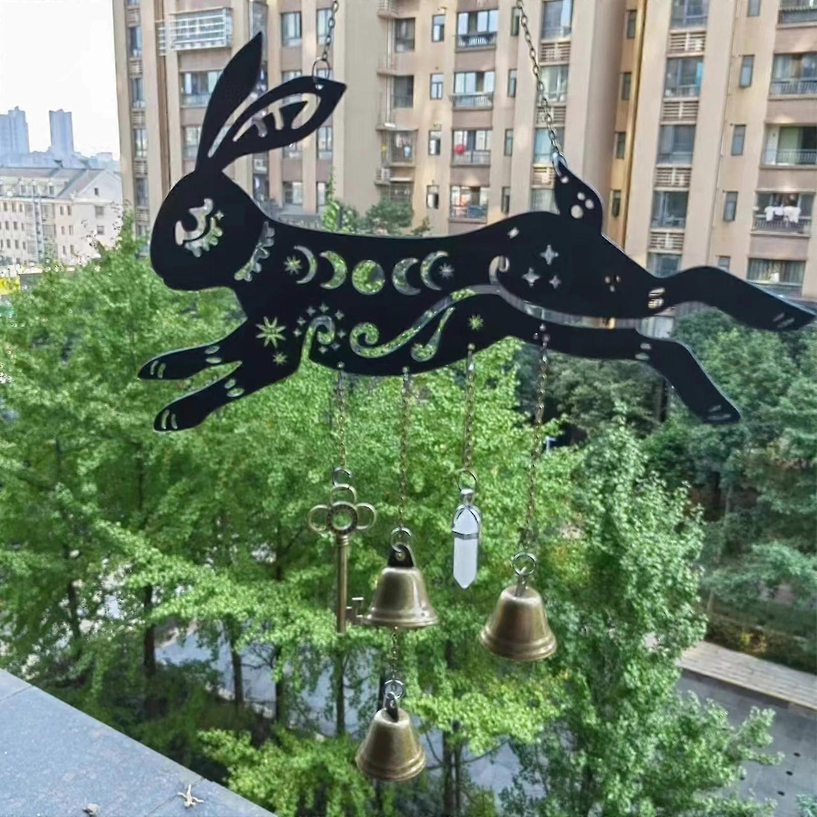 Metal Animal Wind Chimes, Rabbit/ Fox Silhouette Window Hanging Ornament Unique Wind Catcher Chimes Crafts Decor For Indoor Outdoor