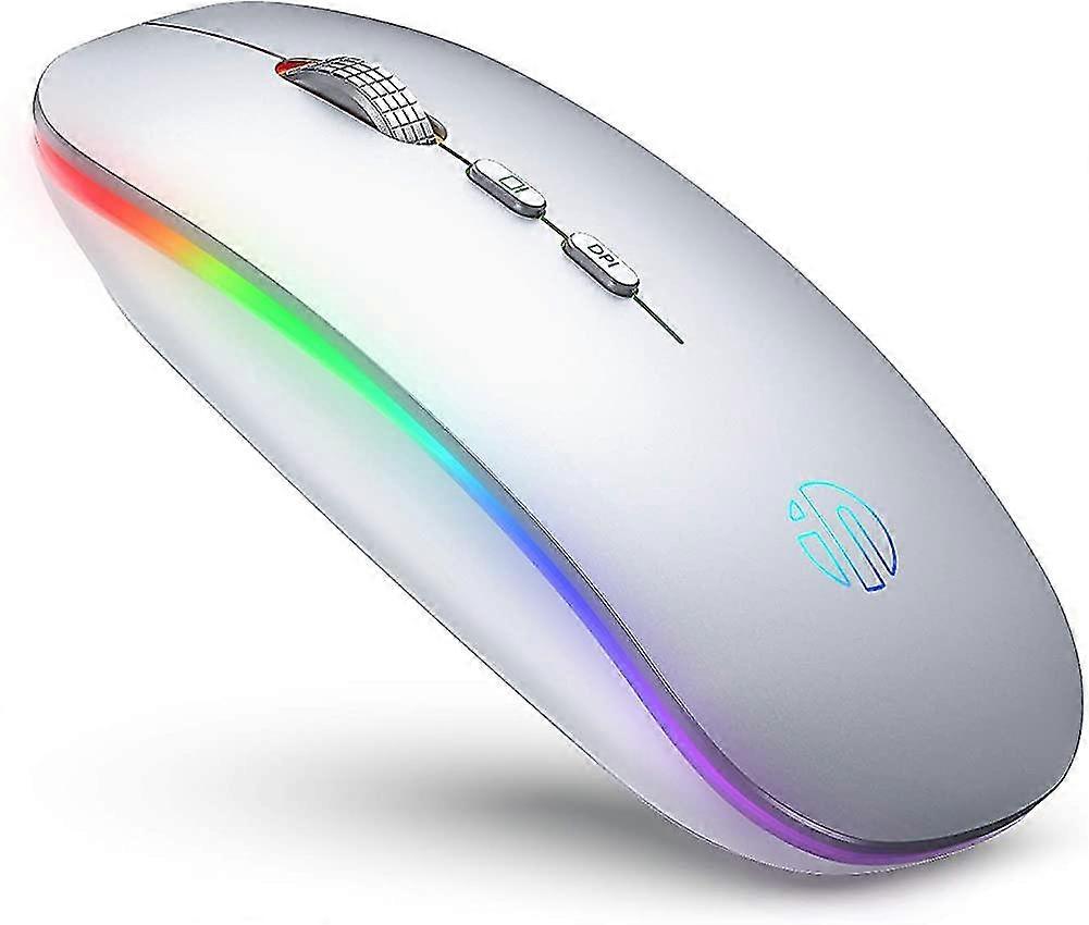 Led Wireless Mouse, Rechargeable Silent 2.4g Wireless Computer Mouse With Usb