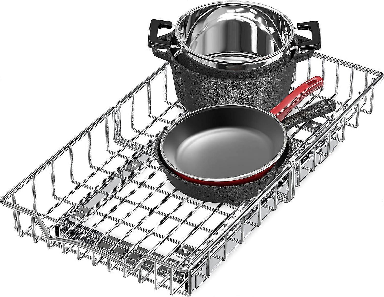 pleHouseware Cabinet Pull Out Sliding Shelf Drawer Organizer, Chrome All-Purpose She