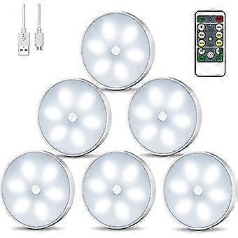Motion Sensor Night Light with Remote Control, Indoor Cabinet Lighting USB Rechargeable(6 Pack)