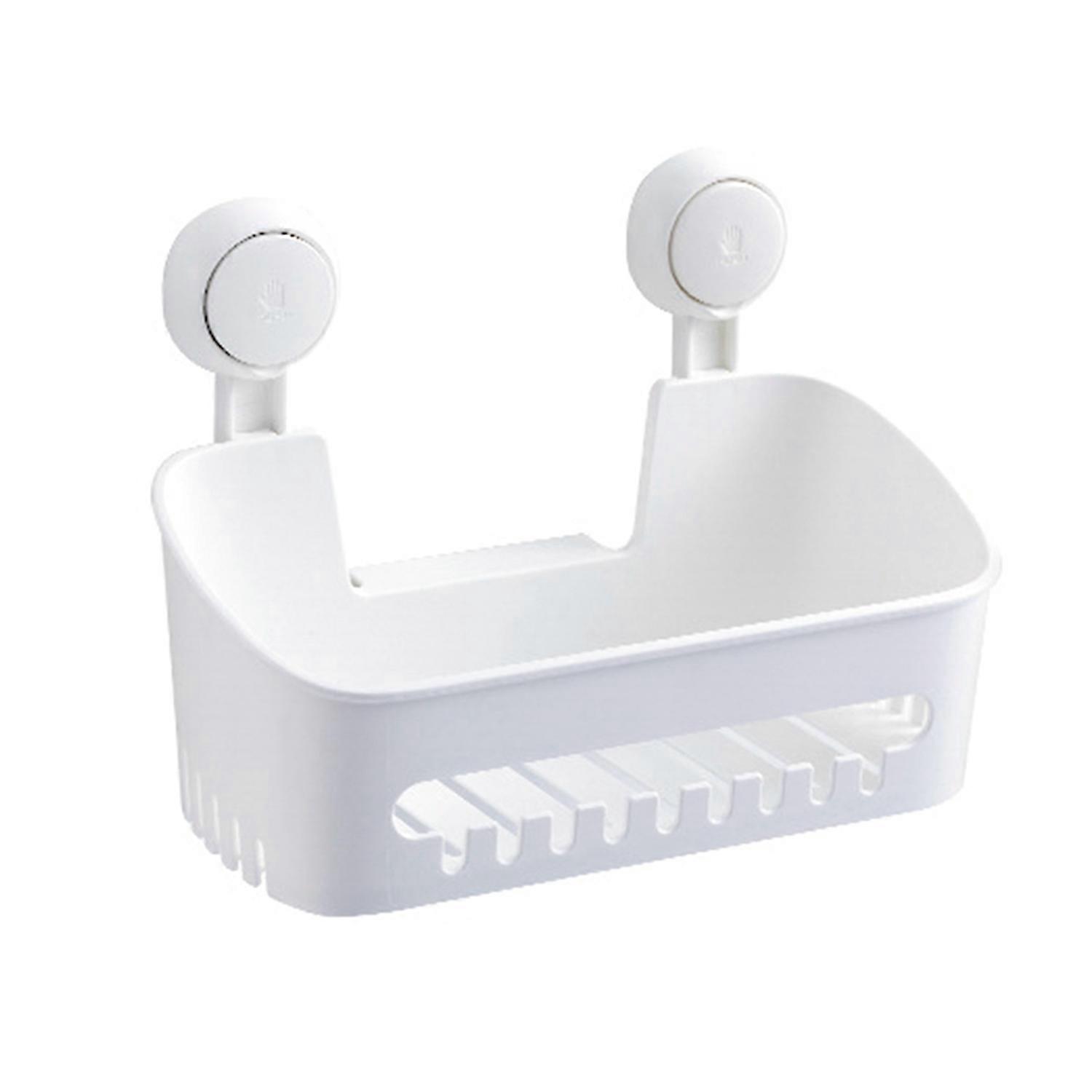 Storage Shelf Wall Mounted Suction Cup Hollow Bottom Quick Draining No-Drilling Removable Storage