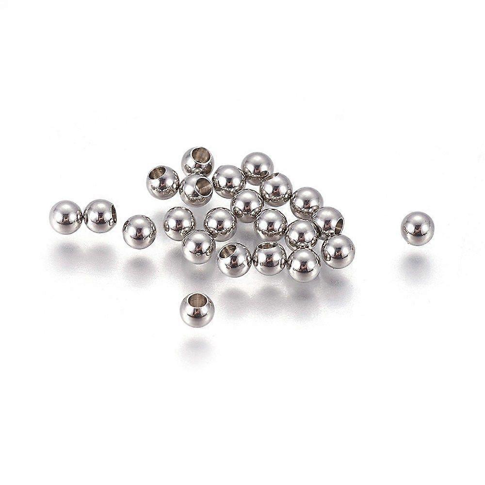 Non-Tarnish 202 Stainless Steel Cord End Caps Memory Wire End Caps Round Stainless Steel Color 3x2mm Hole: 1.5mm
