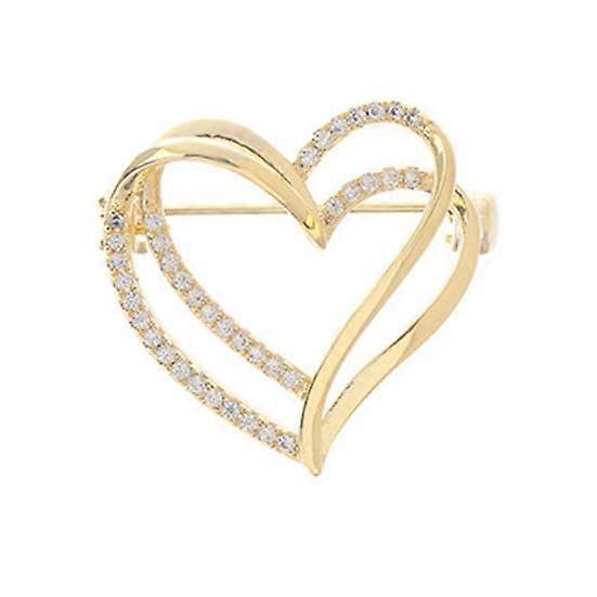 Double Heart Brooch Elegant Anti-oxidation Rust-proof Pin for Women Versatile Wedding