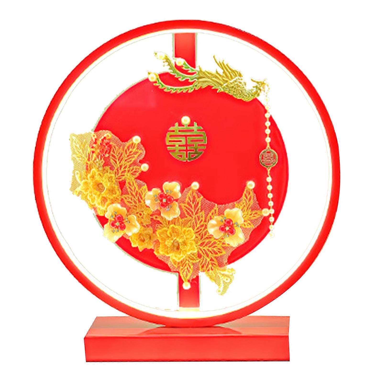 מנורת חתונה ליד המיטה שולחן חדר שינה שולחן כתיבה קישוט חגיגי מתכת אדום מתנה אור רך בהיר