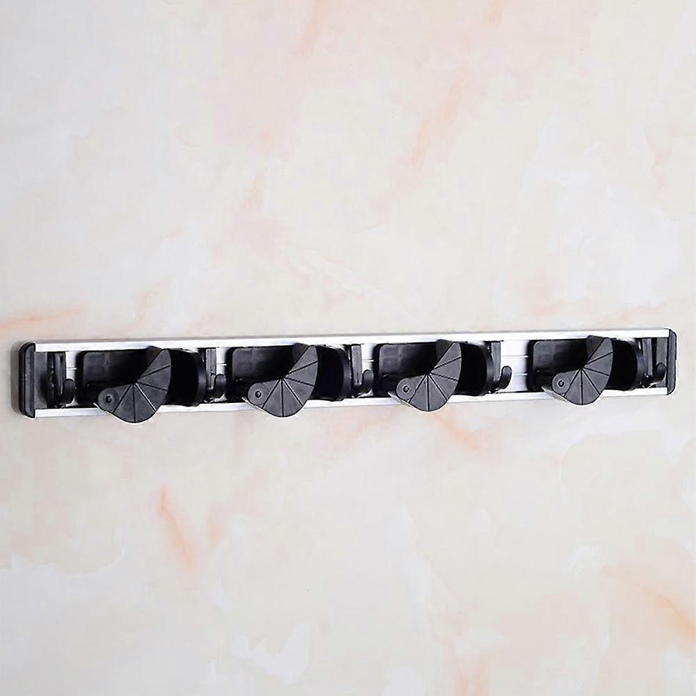 4スロット省スペースABSアルミモップホルダー、プラスチックフック付き