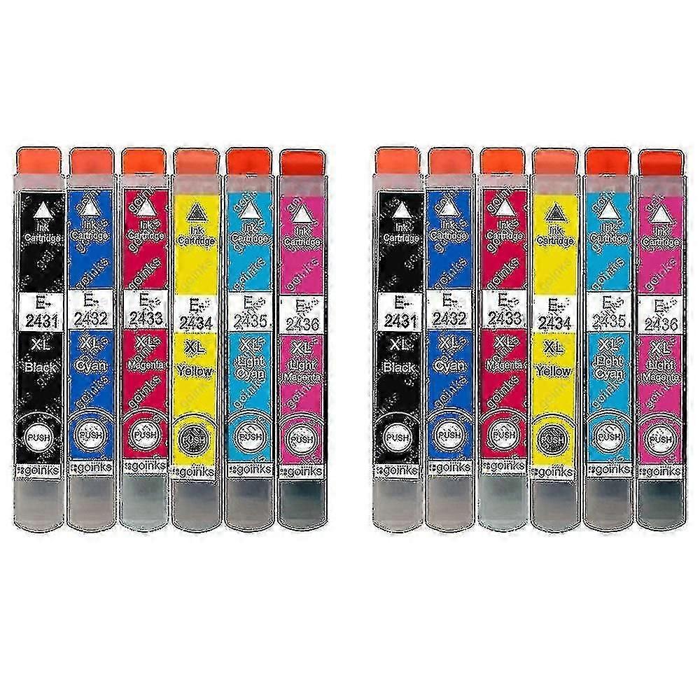 2 Set Of 6 Ink Cartridges To Replace Epson T2438 (24xl Series) Compatible/non-oem From  (12 Inks)