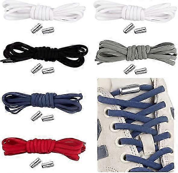 6 Pairs of Universal Elastic Shoelaces for Kids and Adults, With Metal Button Closure System, Suitable for Sports Shoes, Running, Casual Shoes Without
