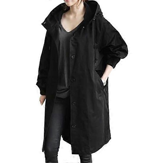 Women Elegant Trench Coats Double Breasted Lightweight Windproof Plus Size Solid Color Mid-length Trenchcoat