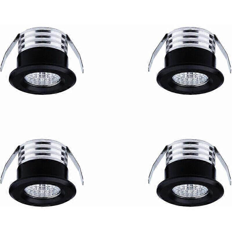 Set of 4 mini recessed LED spotlights, 3 W, warm light, black