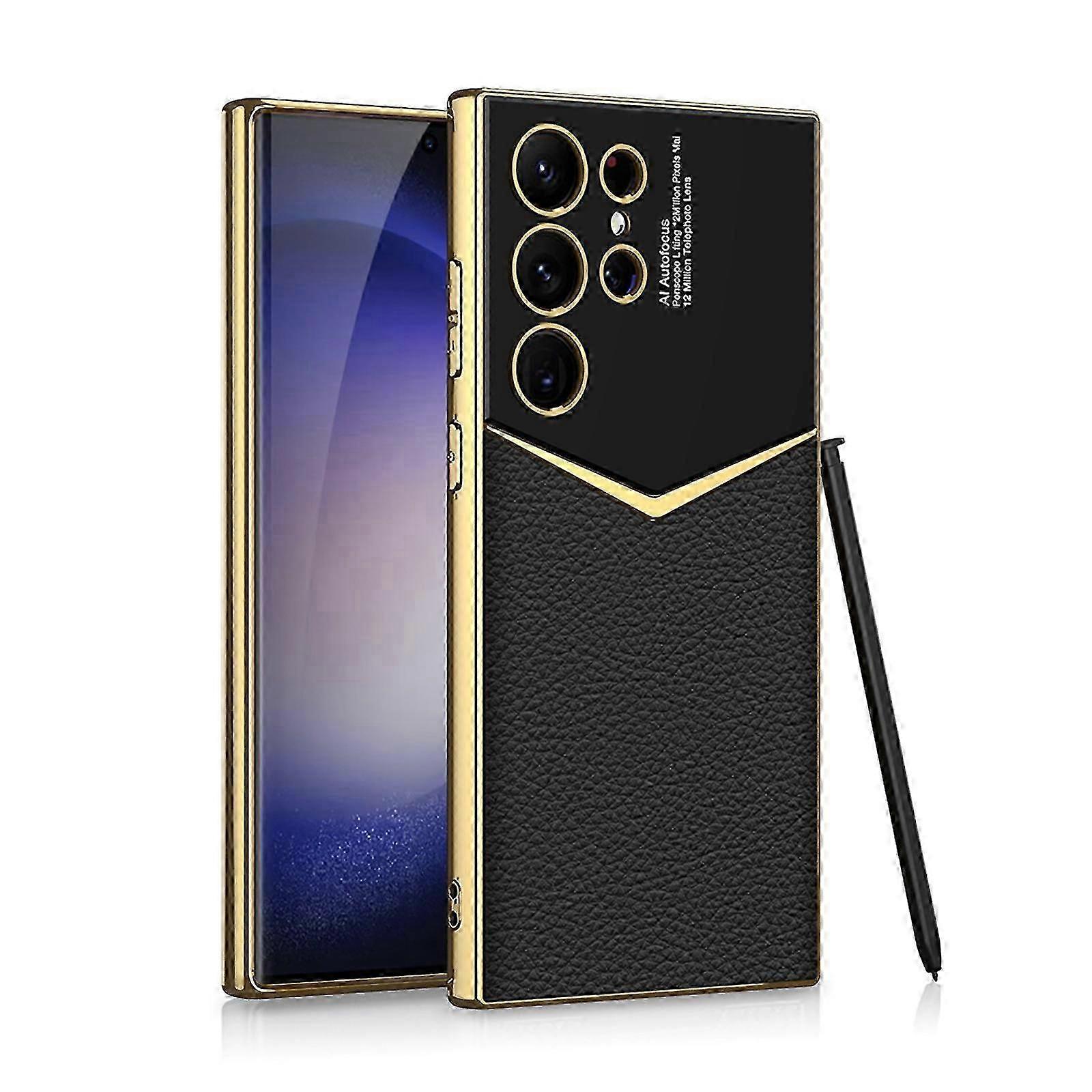 For Samsung S24 Ultra Case Genuine Leather Back Cover Ultra-thin Hard Bumper For Samsung Galaxy S24 Ultra Case Camera Protection