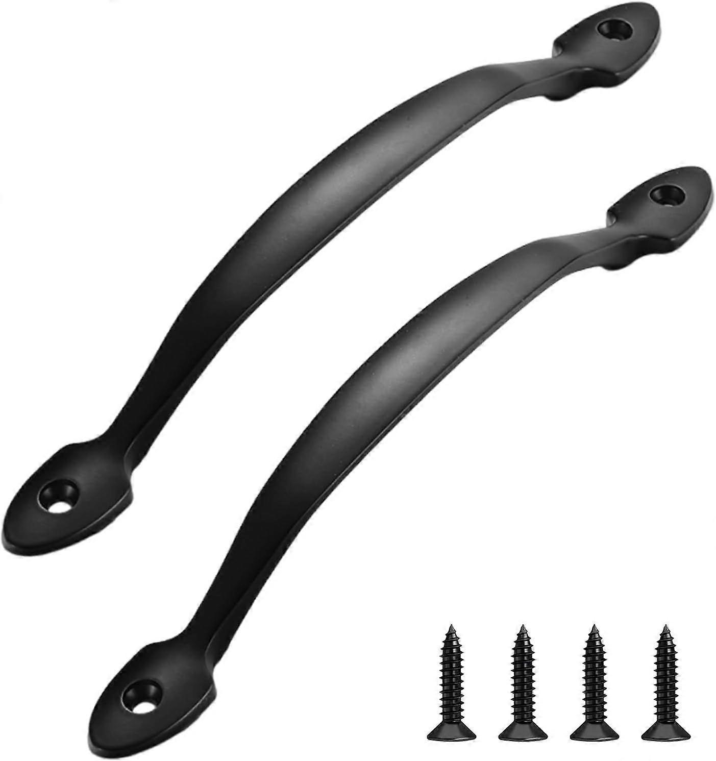2Pieces Door Handle Furniture Handle 10 cm, Black Kitchen Handle, with Screws Metal Door Handle for Drawer Cabinet, Garden Door, Shed Door