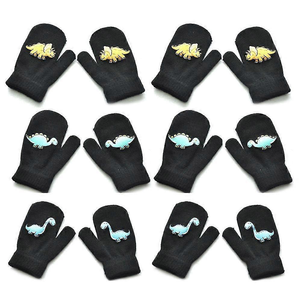 Children's Winter Warm Gloves, Cute Cartoon Dinosaur Patterns