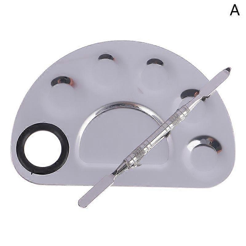 Stainless Steel Makeup & Nail Art Palette with Stick & Spatula Beauty Tools for Foundations & Eyeshadows