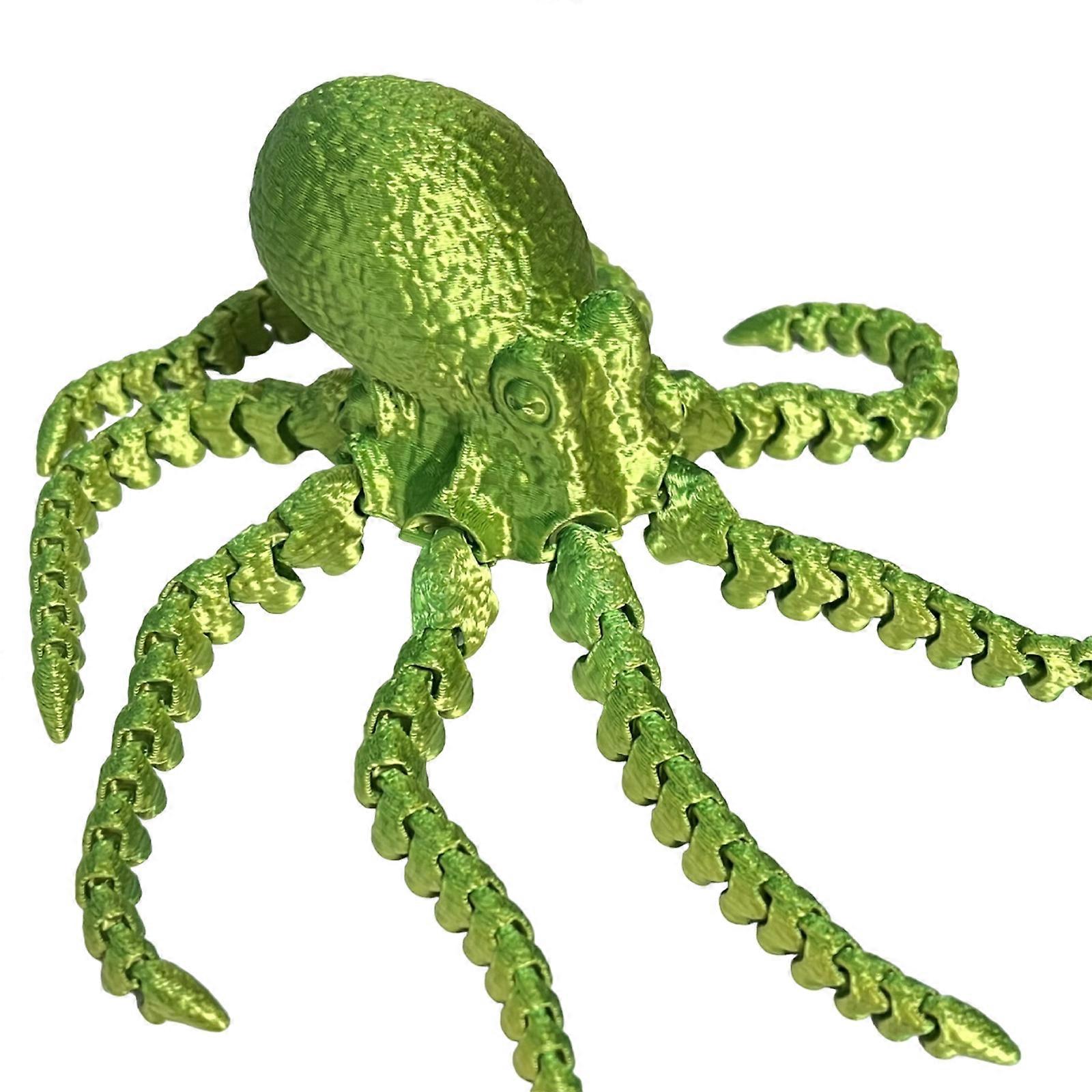 Octopus Sculpture, 3D Printed Cthulhu Figure, Colorful Desk Access for Collectors and Enthusiasts Yellow green gradien