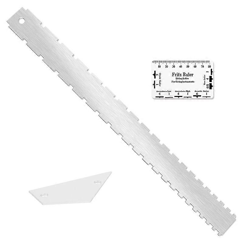 吉他测量工具套装吉他品格摇杆调平工具弦动作标尺规，用于低音吉他尤克里里曼陀林