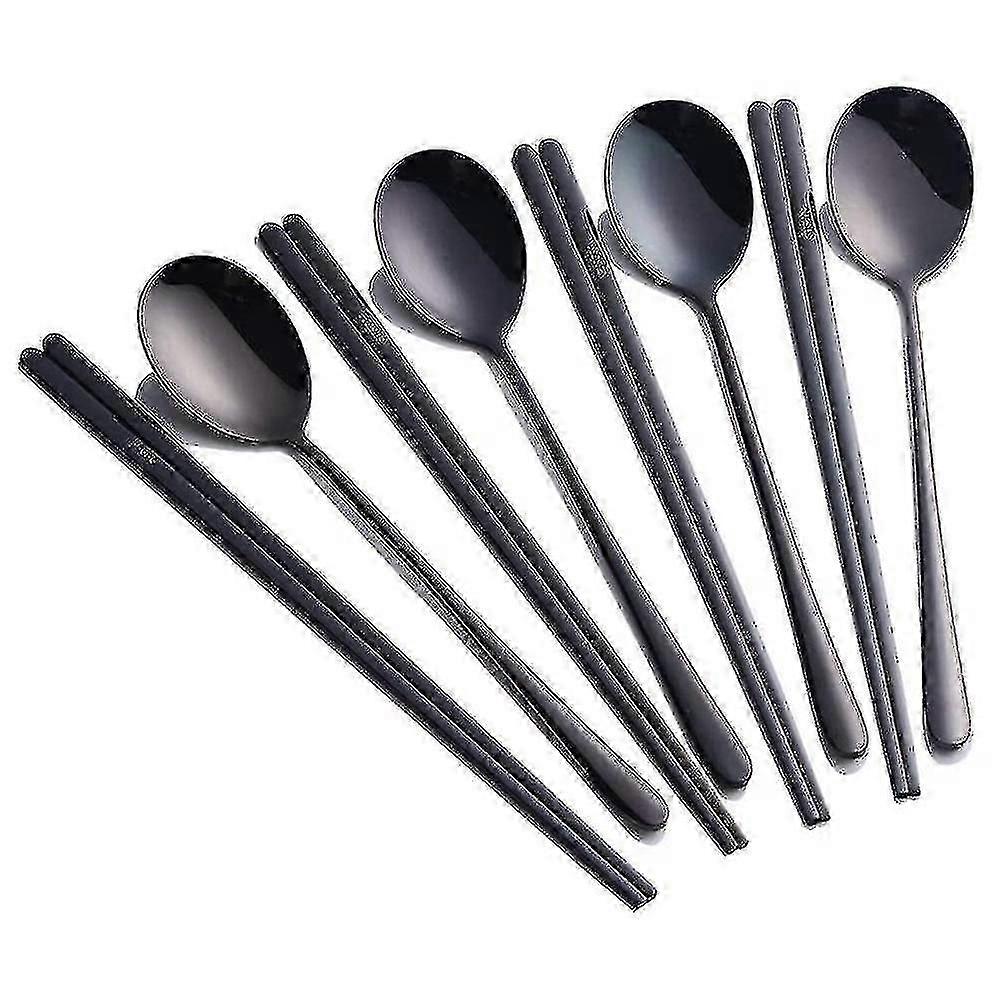 Set di cucchiai con bacchette WXH2024, set di cucchiai coreani in acciaio inossidabile in metallo riutilizzabile a 4 colori regalo di Natale