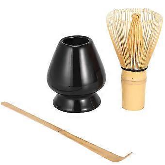 Japanese Bamboo Brush Professional Green Tea Powder Whisk Chasen Tea Ceremony Bamboo Brush Tool Grinder(Black)