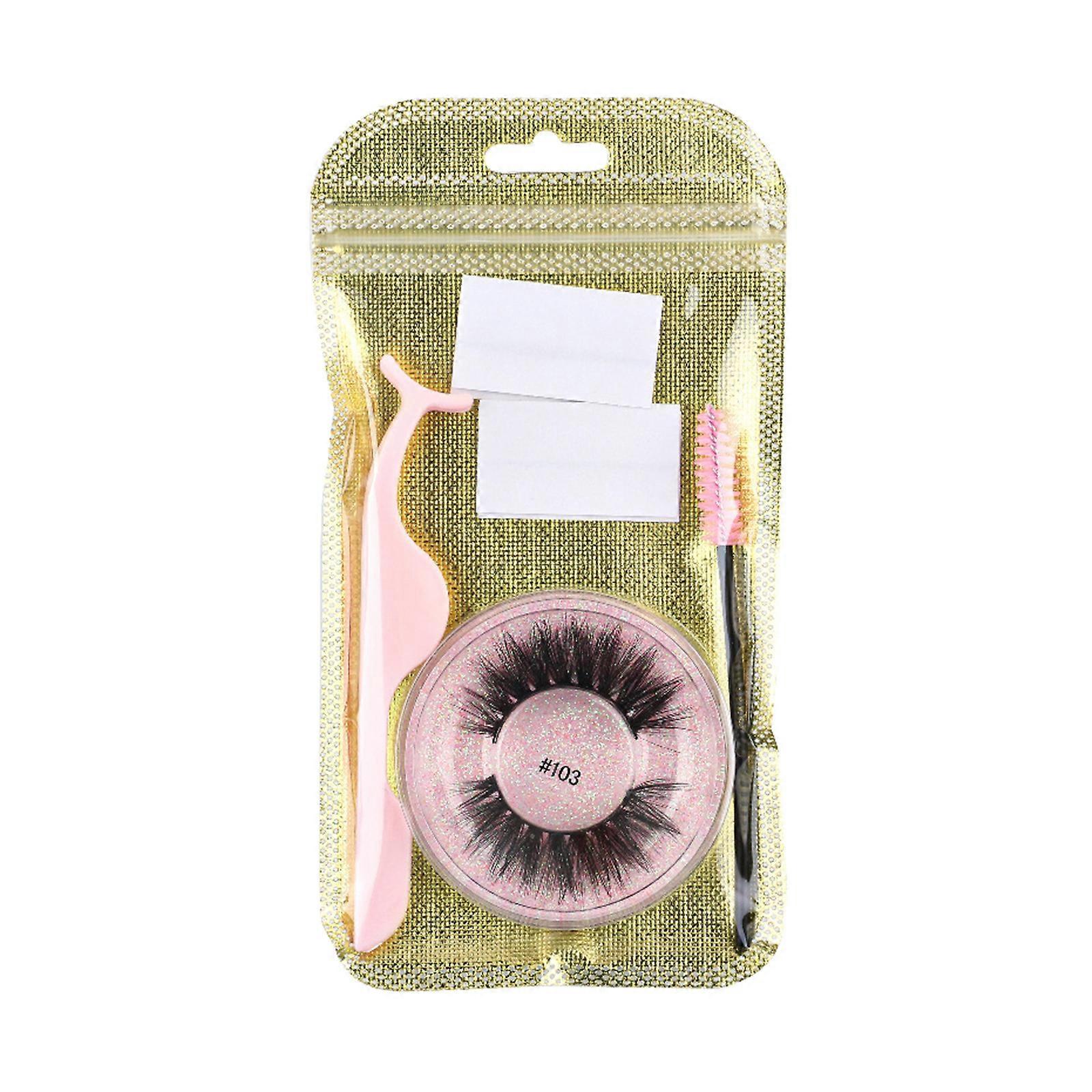 Self-adhesive False Eyelashes, Quick-adhesive Double Glue Eyelashes with Curler, Eyelash Brush PUW0902