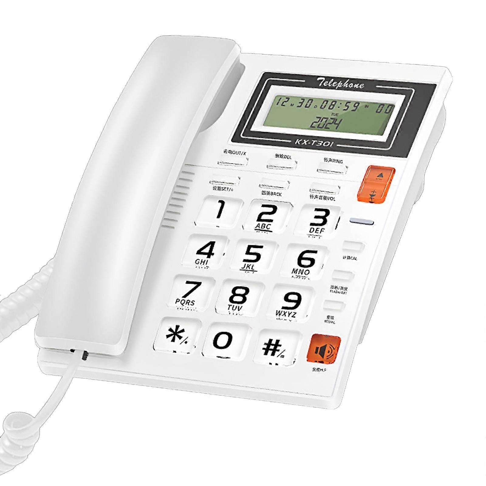 Landline Telephone Desktop Telephone Fixed Telephone Caller Telephone Front Desk Home Office with Call Display Telephon  White