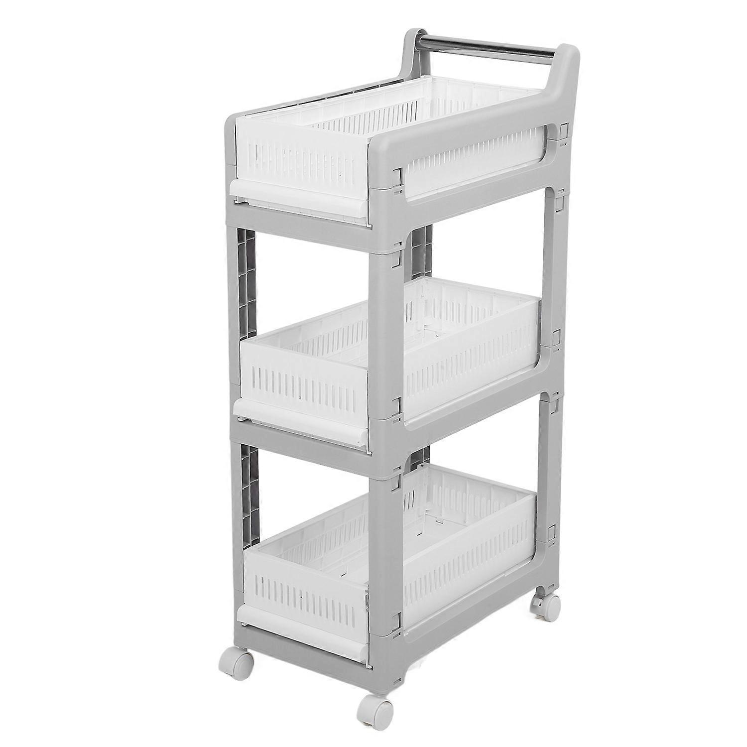Storage Trolley Sliding Drawers Rolling Utility Cart with Universal Wheel for Kitchen Bathroom Bedro