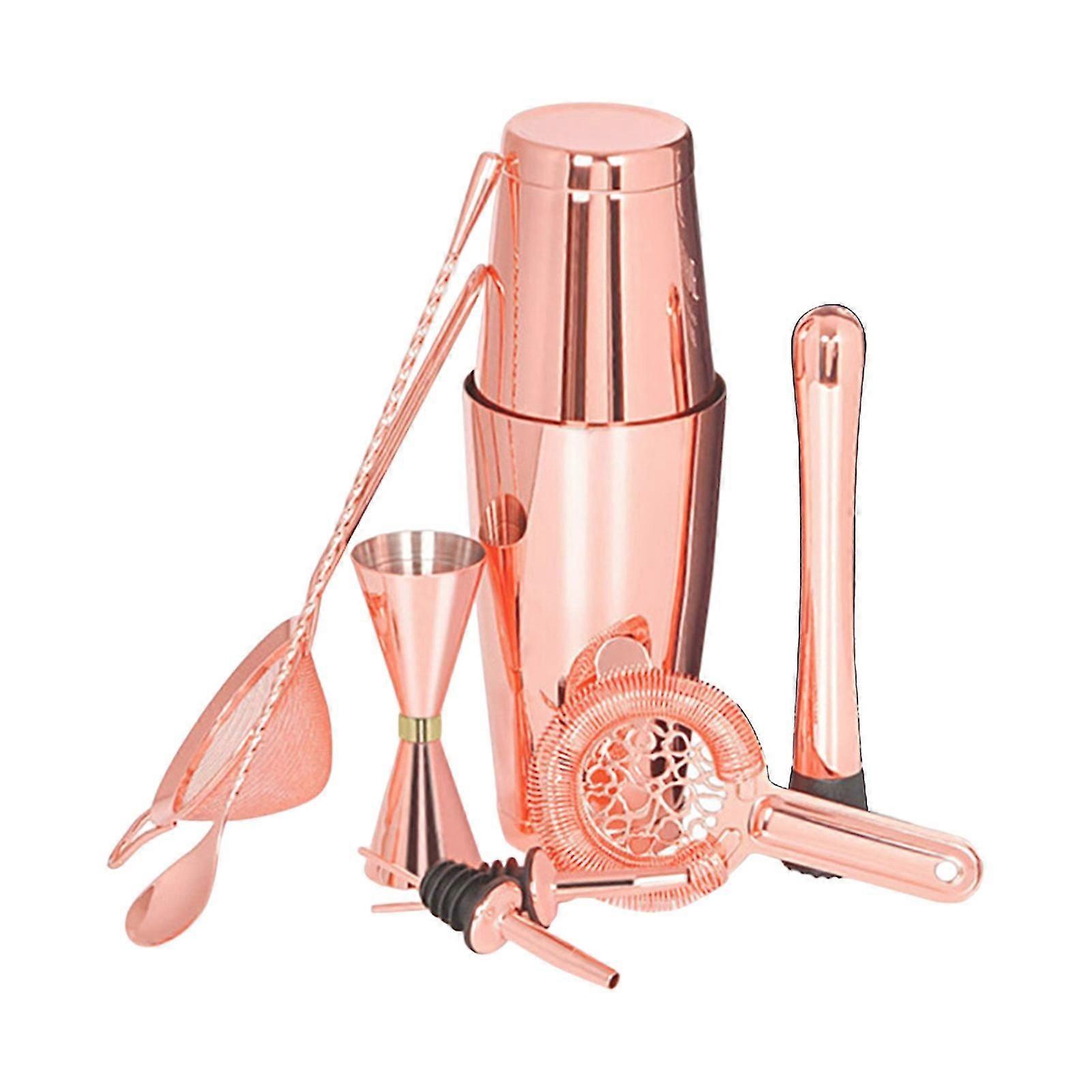 7pcs/set Drinks Shaker Set Portable Rust-proof Stainless Steel Wear Resistant Cocktail Mixers Set For Pub