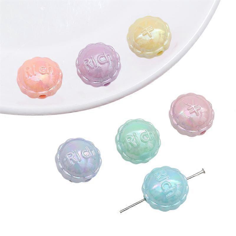 330Pcs Acrylic Beads Charms Plated Colored Lace Flat Round Beads For Bracelet Necklace Jewelry Making