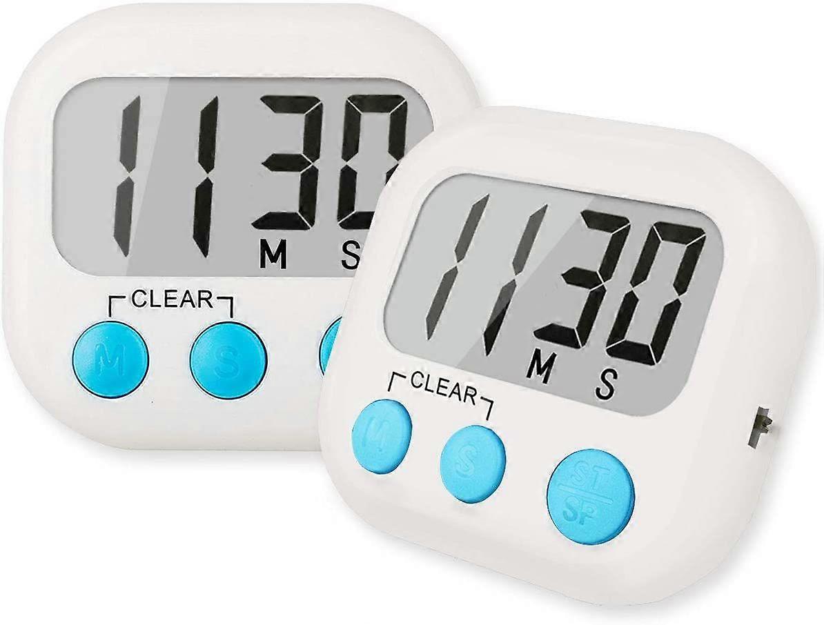 2pcs digital kitchen timer for cooking big numbers, magnetic backing stand cooking timer
