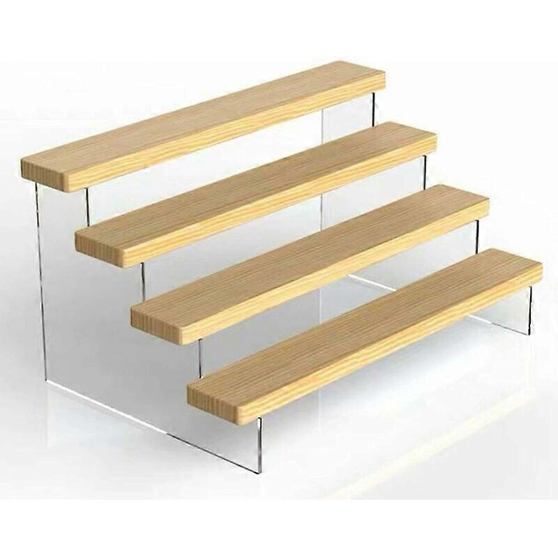 Organizzatore di action figure, supporto per il trucco per ripiani in acrilico trasparente, espositori in legno Design a 4 livelli, supporto in acrilico multiuso per