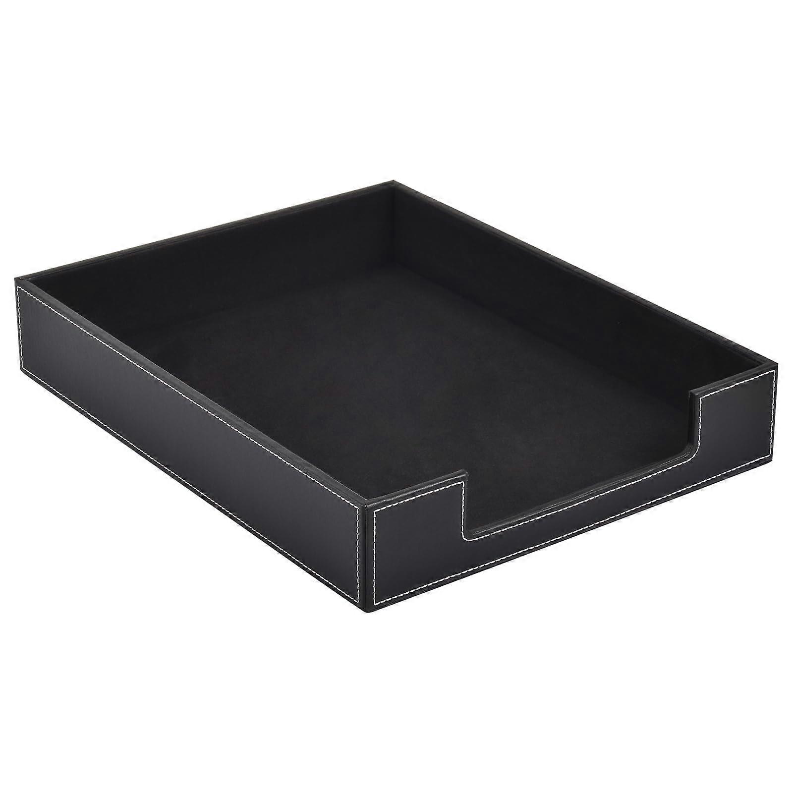 Leather 1 Layer Letter Trays Stacking File Tray, Document A4 Paper Case Office Organizer