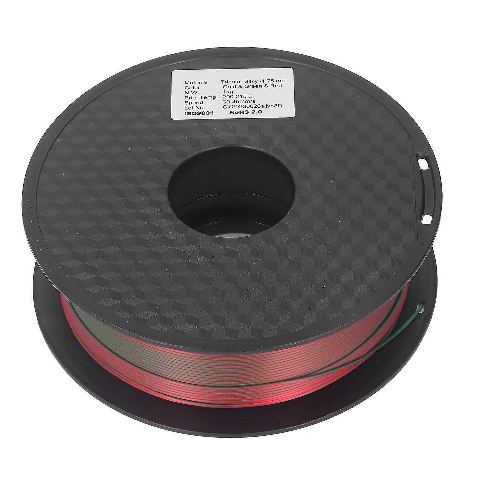 3D Printer 1.75mm Gold Green Red Tri Color PLA Filament Consumable Printing Material for Model DIY