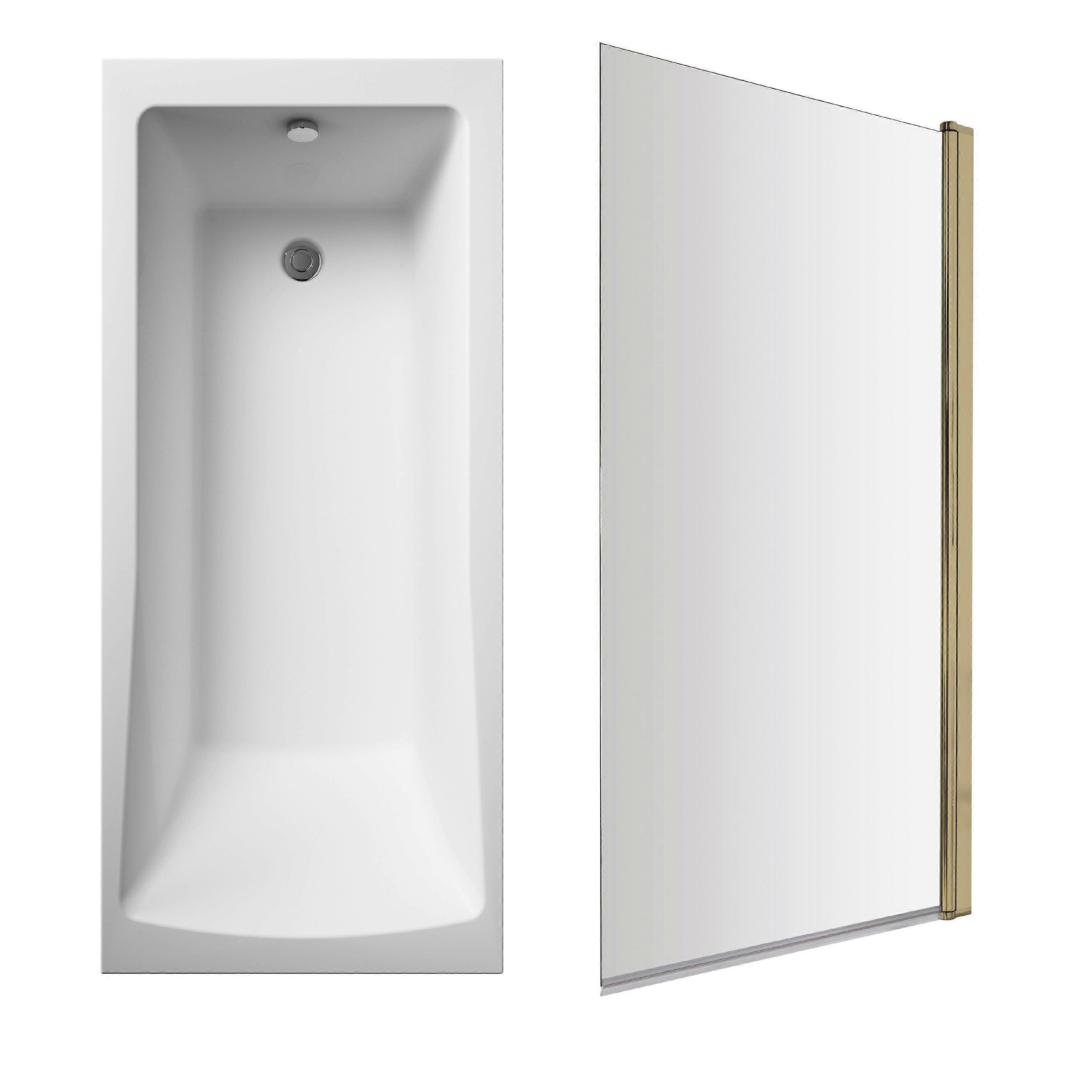 Square Single Ended 1700x700 with Leg Set & Brushed Brass Screen