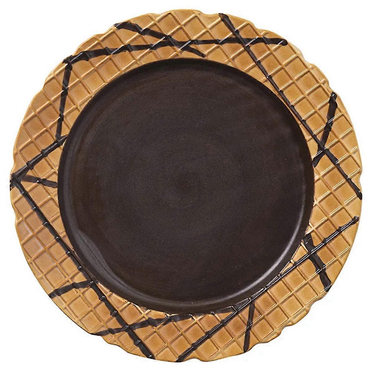 Cute Ceramic Office Dessert Plate,Coffee Color,Sugar Cone Plate