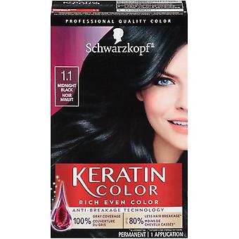Schwarzkopf Keratin Color Permanent Haarfarbe Creme, 1.1 Mitternachtsschwarz