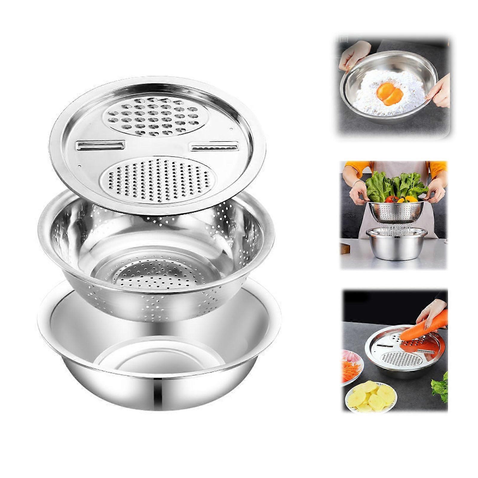 Germany Stainless Steel Multifunctional Drainage Basin for Shredding, Chopping, and Grating Rice and Food with Container