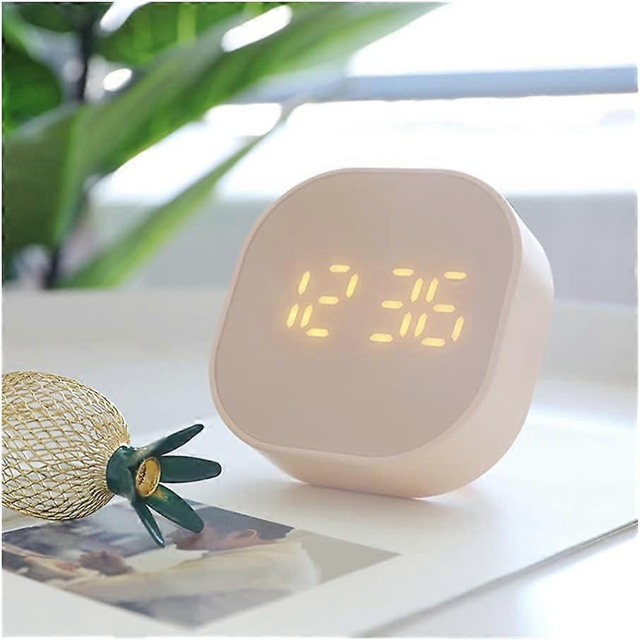 1pc LED Multifunctional Small Alarm Clock, Silent Lighting Electronic Desk Clock (pink)