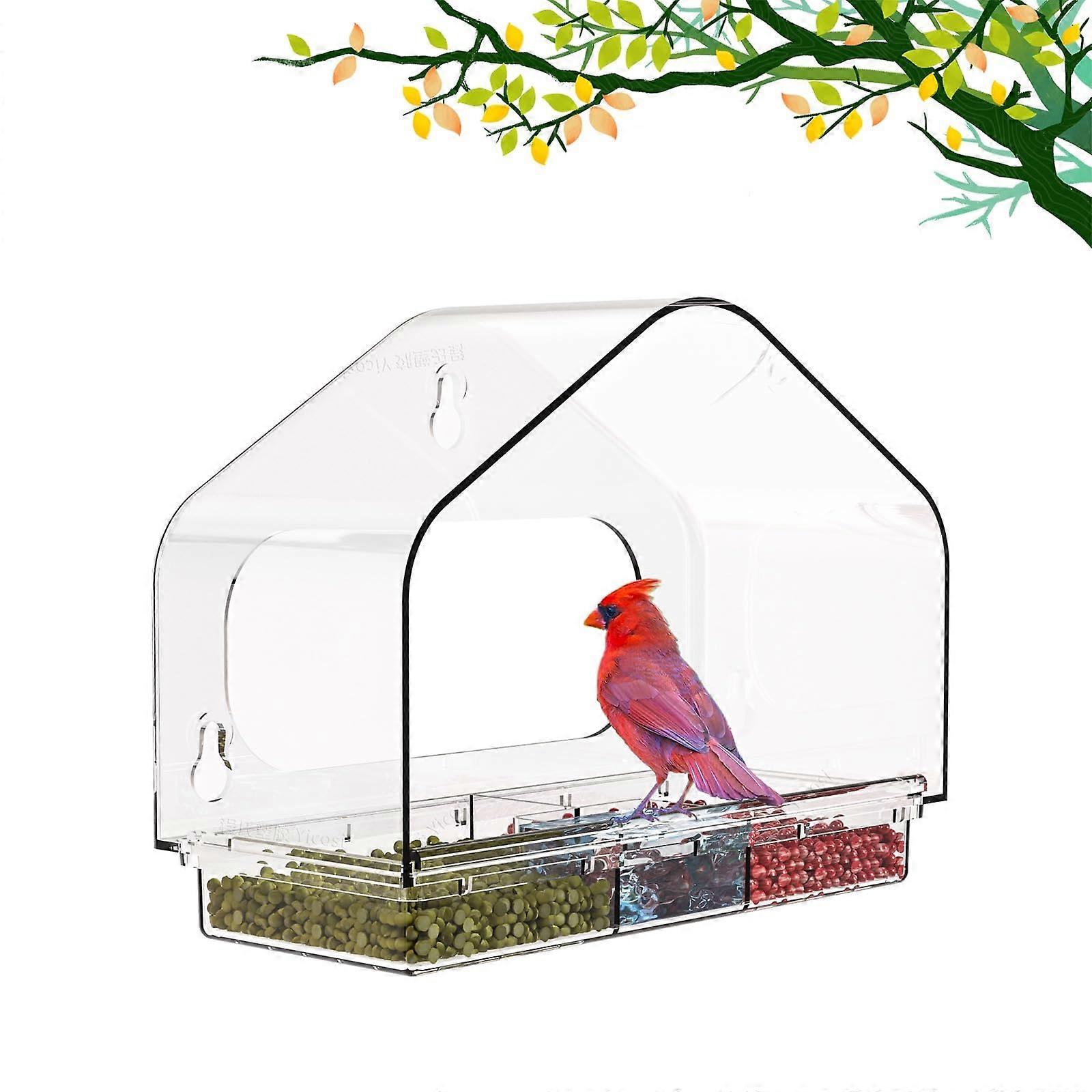 Window Bird Feeders - Transparent Vacuum Suction Bird Feeders for Easy Installation, Indoor Window Viewing, Perfect Gift