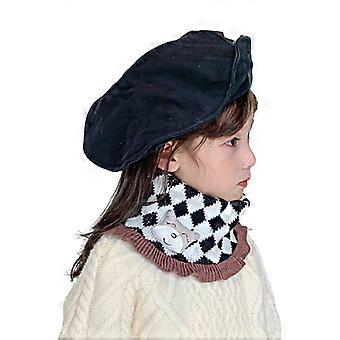 Trendiger weicher Mädchen Kragen Schal mit Cartoon Dekor gestrickter Halswärmer Winter Kinder Schalldämpfer für kaltes Wetter Zubehör Gelb