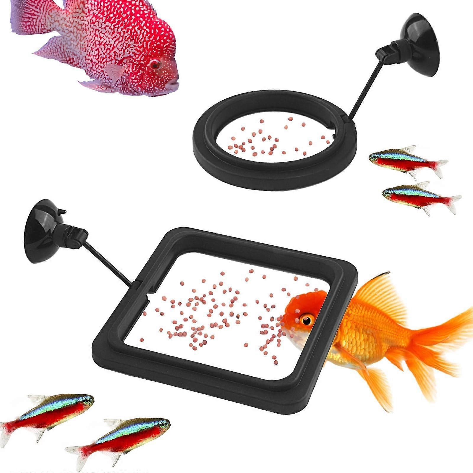 2 Piece Black Fish Feeding Rings for Aquariums, Floating Round Plant Ring for Practical Fish Food Distribution