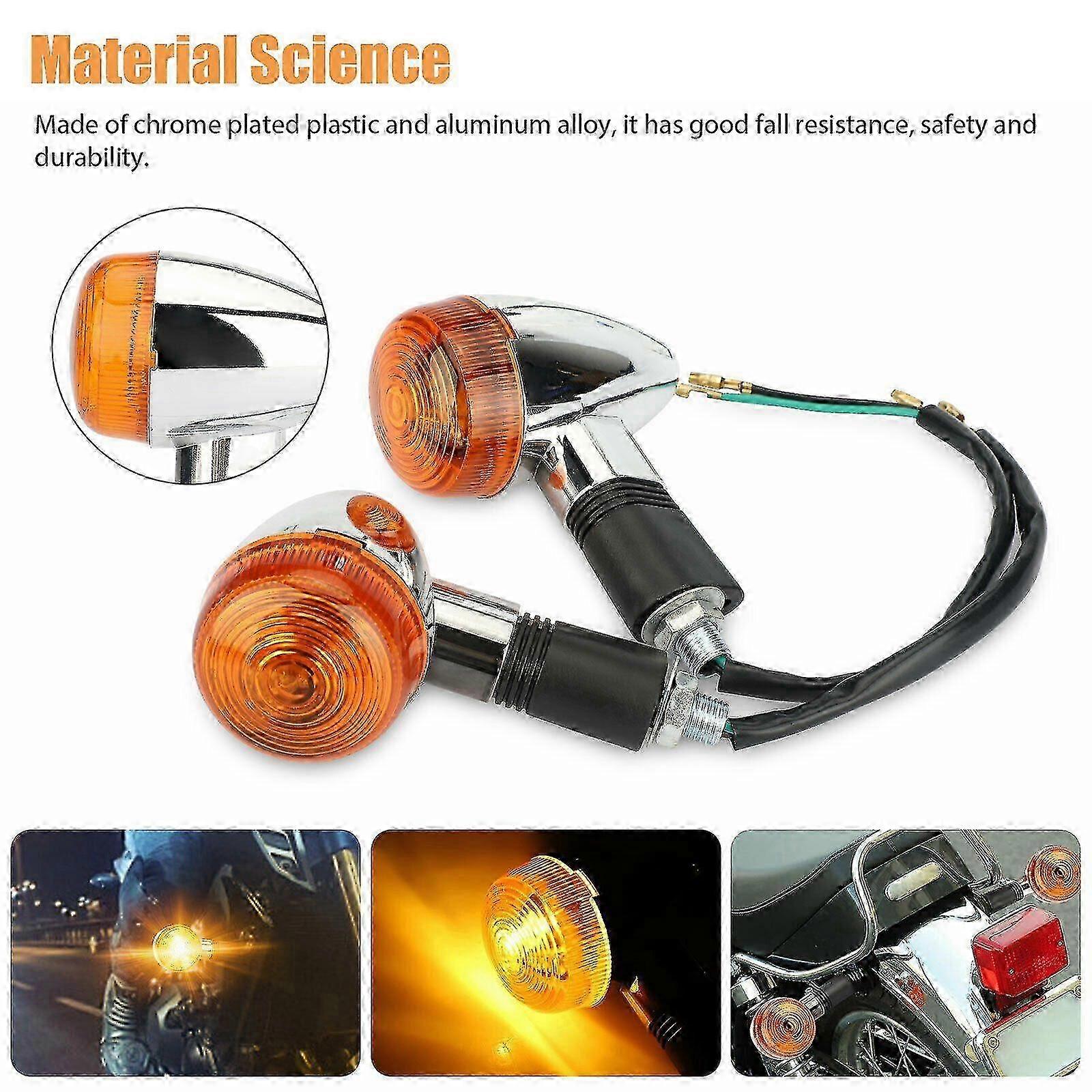 4pcs Motorcycle Turn Signals Amber Lights Led Indicator For | Fruugo UK
