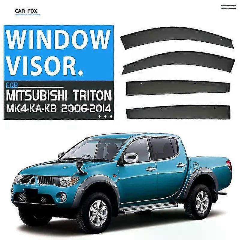 Ισχύει για Mitsubishi Triton Mk4 Ka-kb 2006-2014 Γείσο παραθύρου Βροχή ή λάμψη Πλευρικό παράθυρο εκτροπέα αποχρώσεις Ventvisor Strip