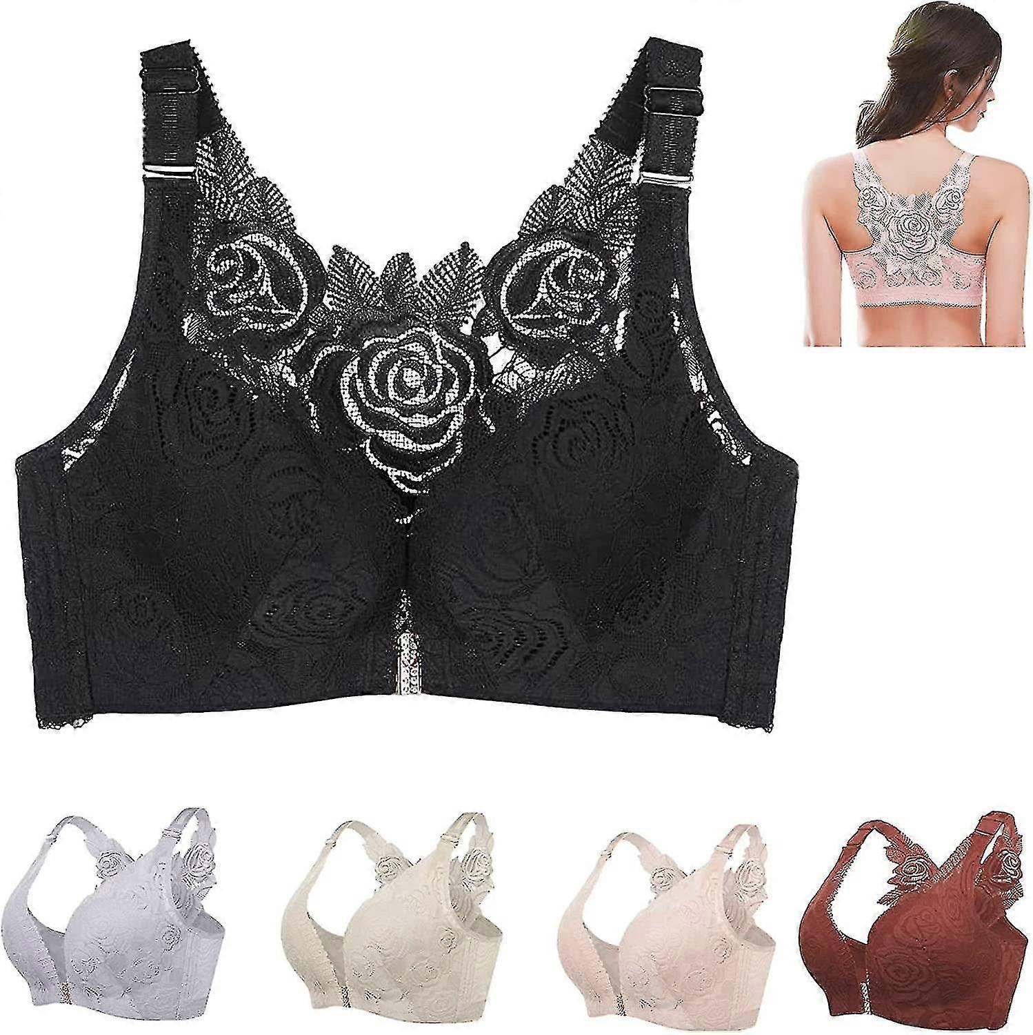 Sutiã Floral Secrets Comfort Rose - Fechamento Frontal Push Up Sem Arame & Sem Costura