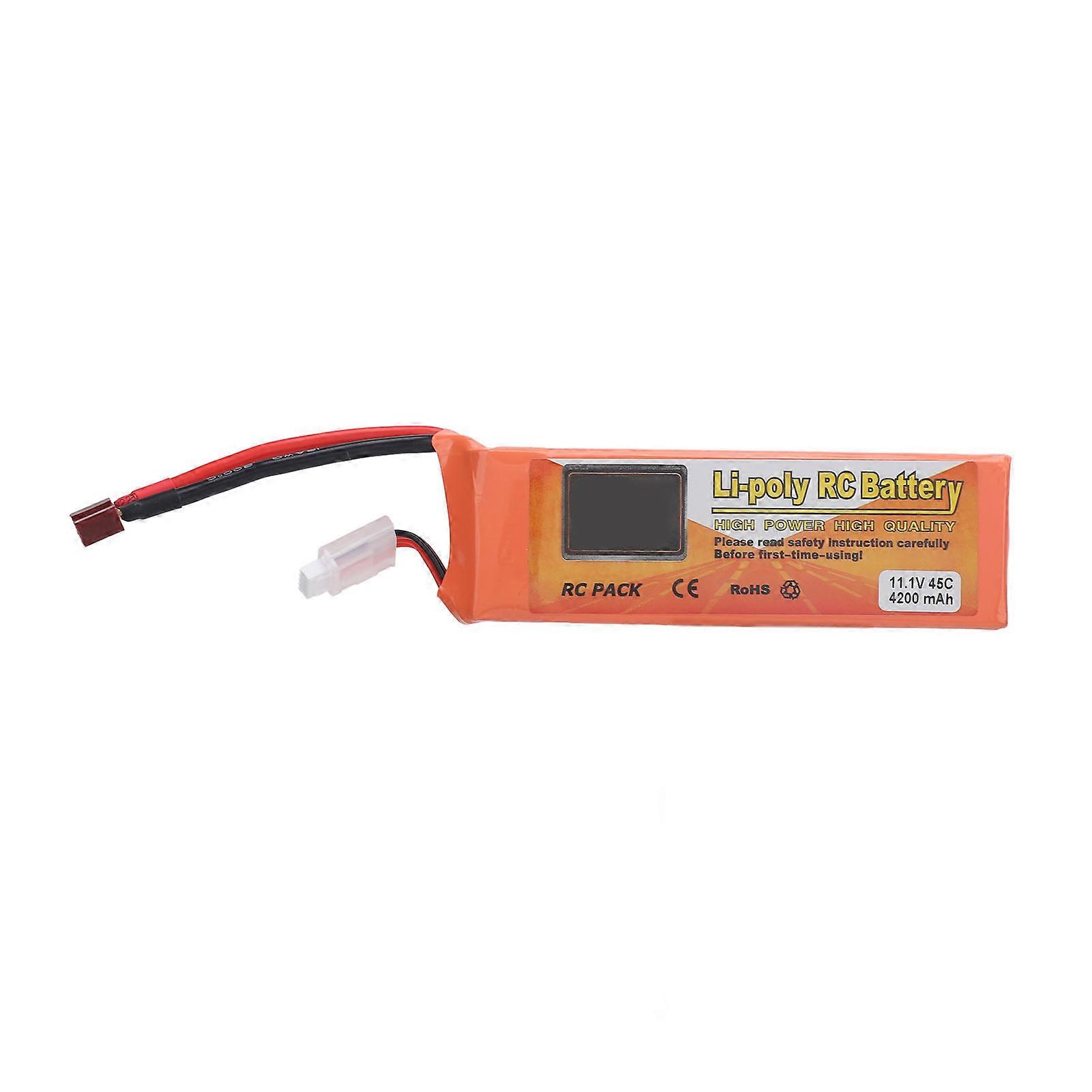 4200mAh Lithium 11.1V 45C High Capacity Rechargeable Lipo Battery with T Plug for Helicopter Airplane